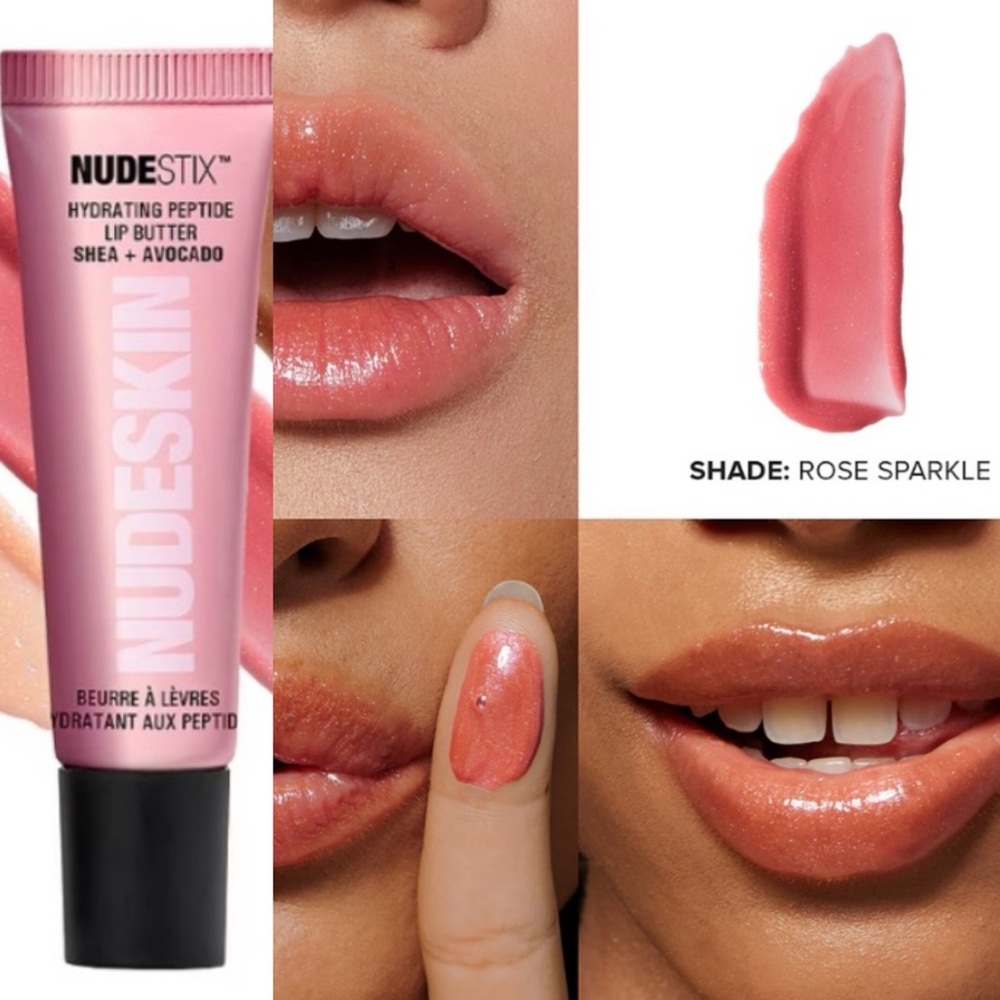 NUDESTIX Nudeskin Hydrating Peptide Lip Butter in Rose Sparkle